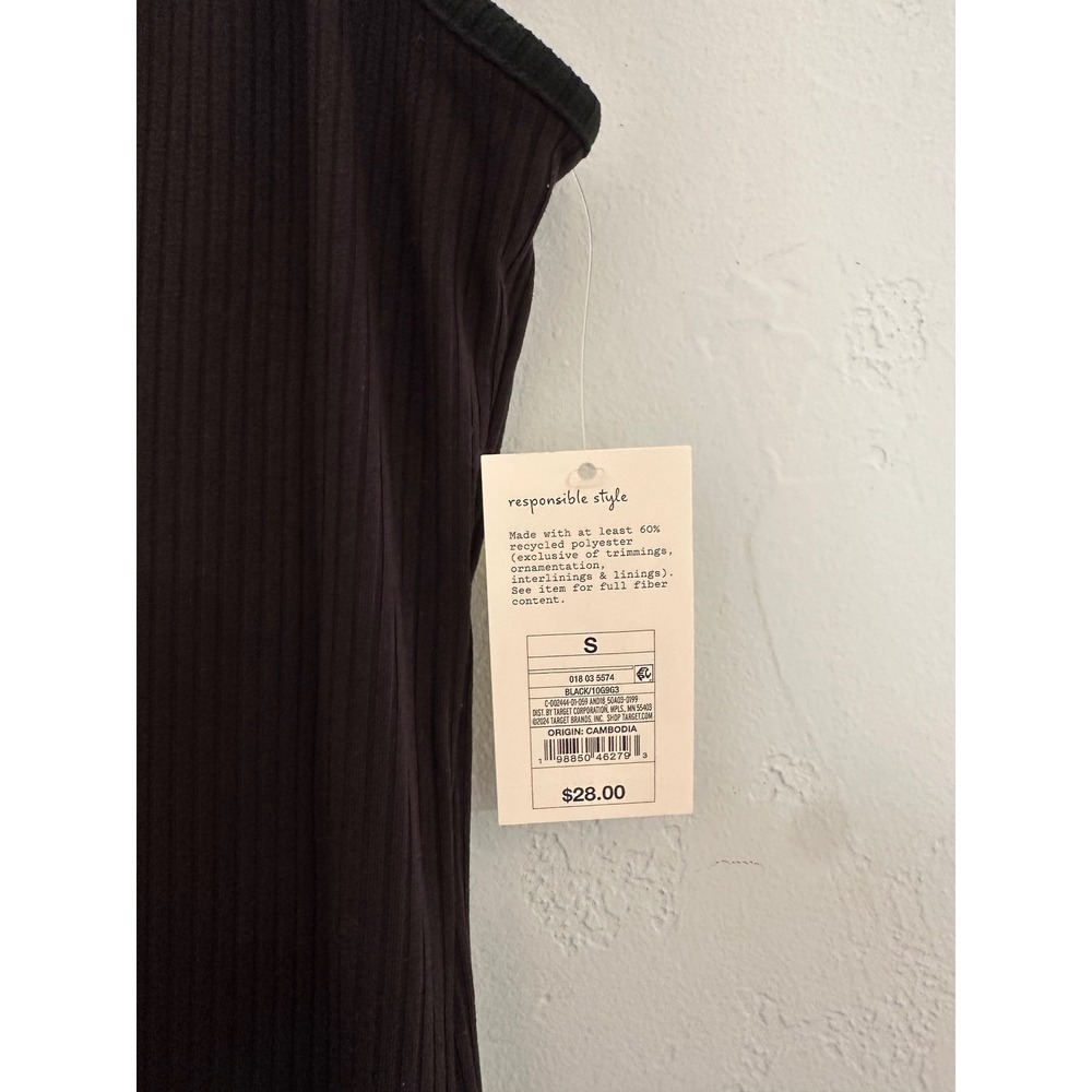 A New Day Ribbed Knit Maxi Slip Dress Black Size S Spaghetti Strap - Picture 2 of 3
